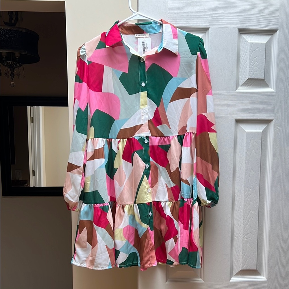Sunday Up dress Printed Dress Pink Medium mini dress NWT - Picture 3 of 7